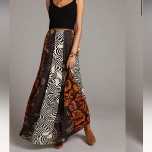 Farm for Anthropologie Abstract Contrast Maxi Skirt